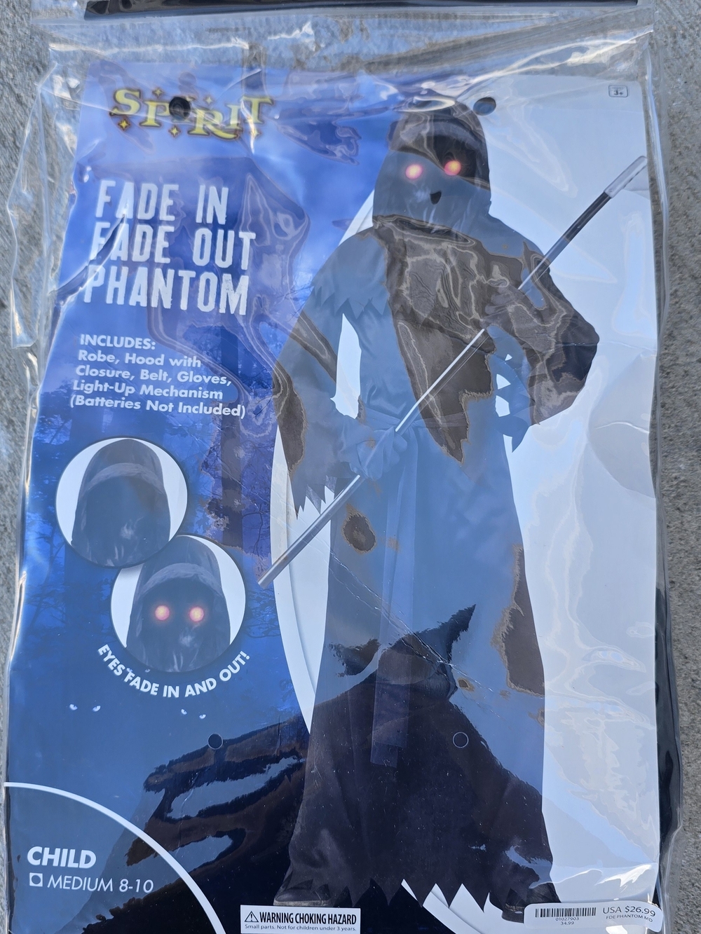 Spirit Fade In Fade Out Phantom Child Costume - Black
